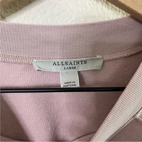 All Saints Relaxed Cropped Lilac-Pink Sweatshirt - Picture 12 of 13